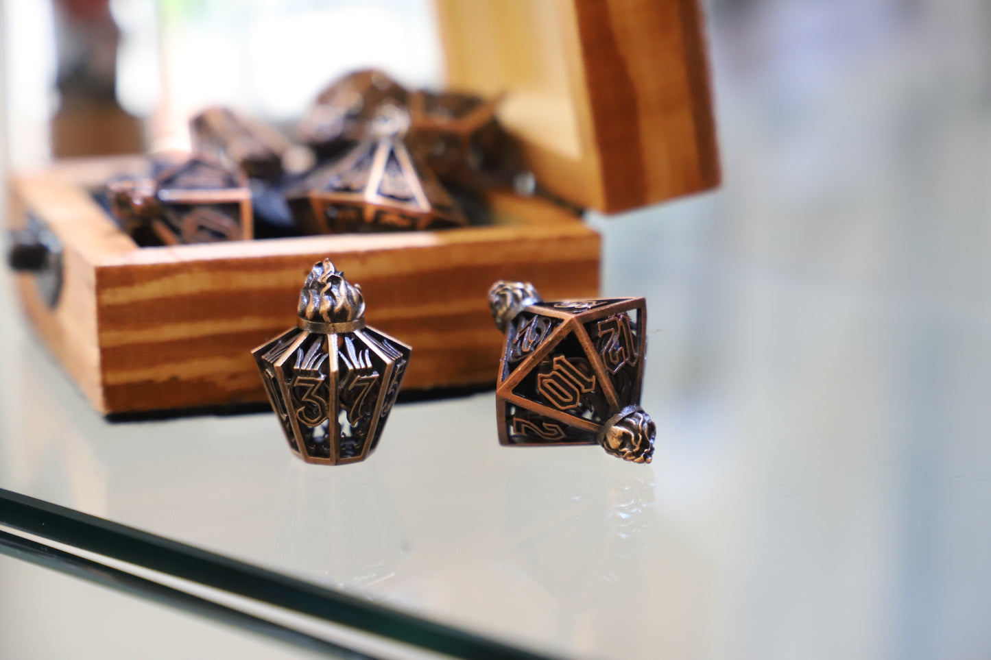 Decorative Metal 7 Dice Set