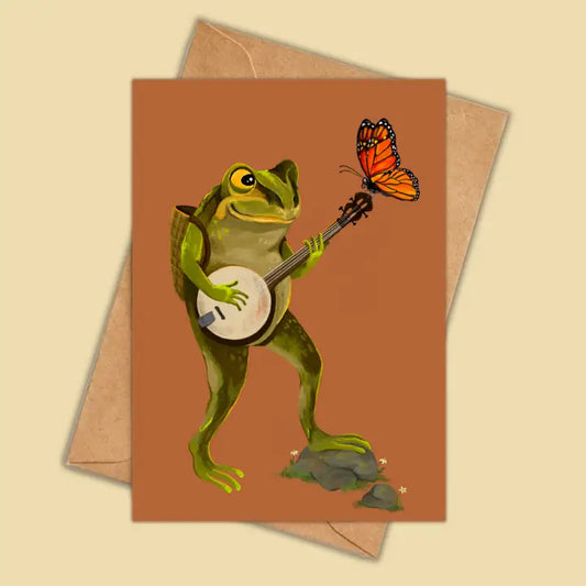 Banjo Frog Greeting Card