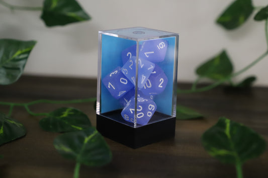 Frosted Blue and White 7 Set Dice