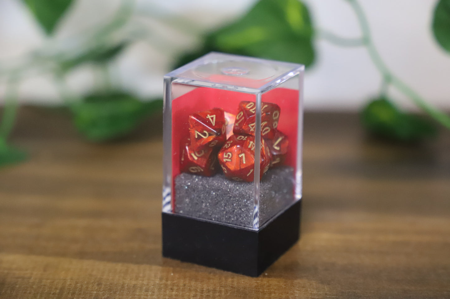 Mini Scarab Scarlet & Gold 7 Dice Set