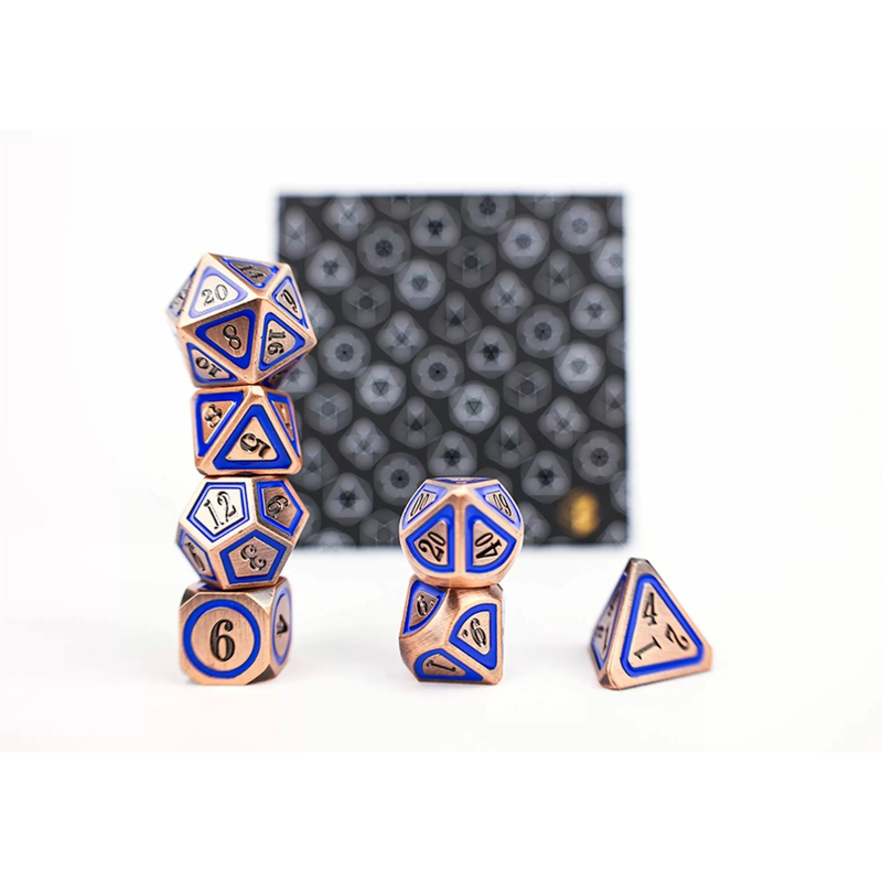 Concentric Blue/black/brass 7 Dice Set