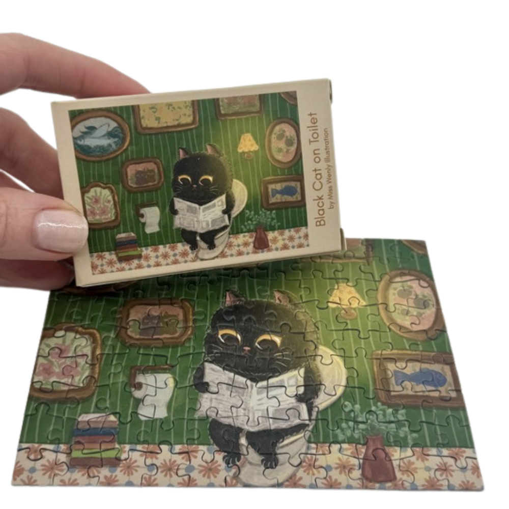Black Cat on The Toilet 99 Piece Micro Puzzle