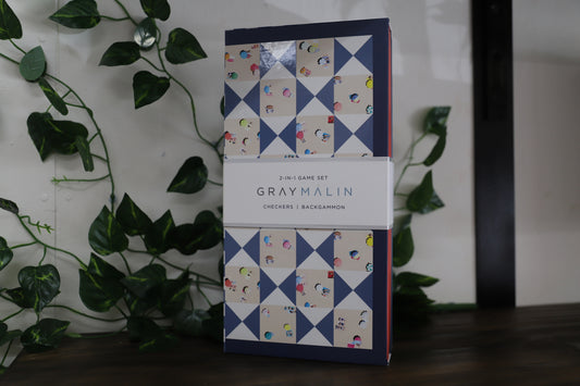 Grey Malin Backgammon & Checkers Travel Set